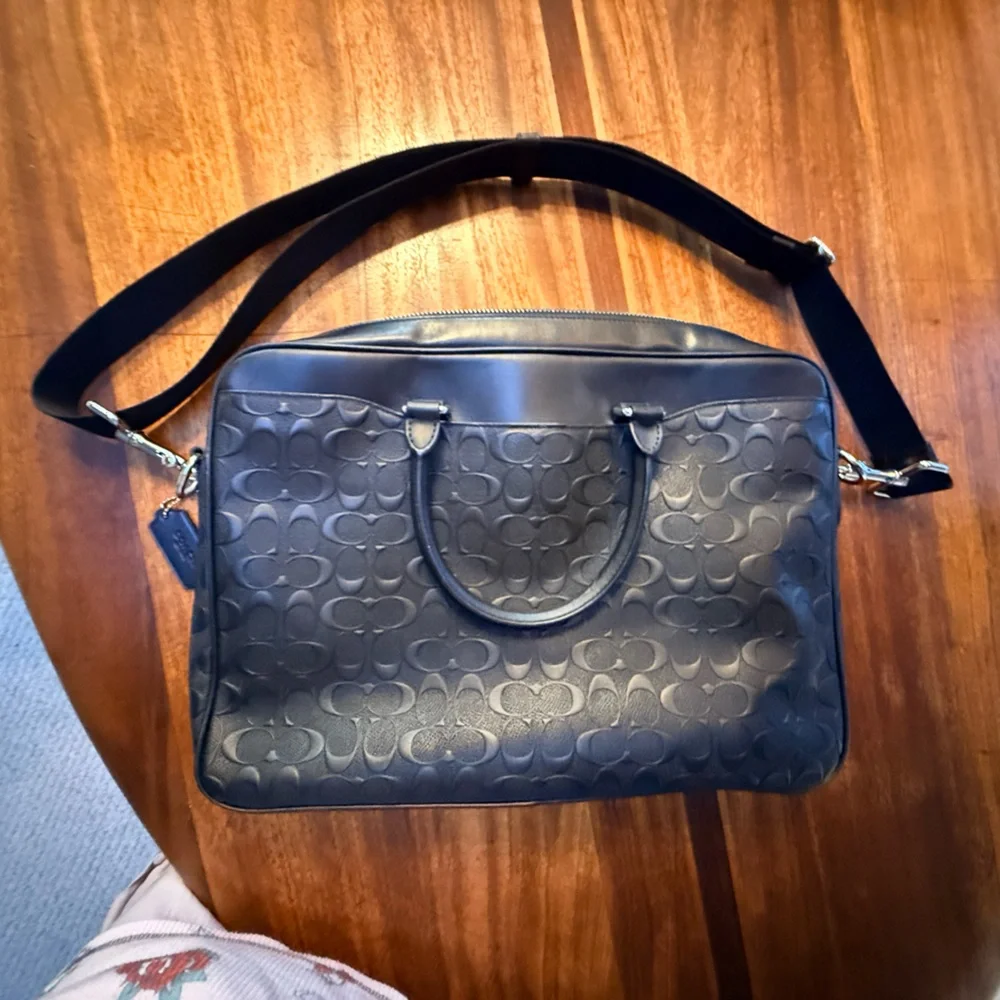 Coach Black Leather heavy duty briefcase Bag
